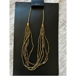Zad Brushed Gold Color with Sparkly Beads Women's Layered Necklace NWT